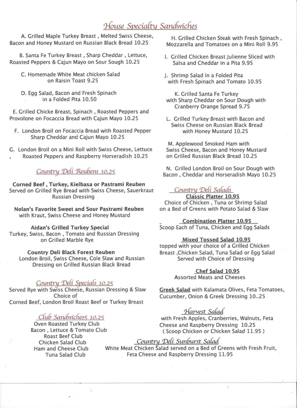 Menus - THE COUNTRY DELI