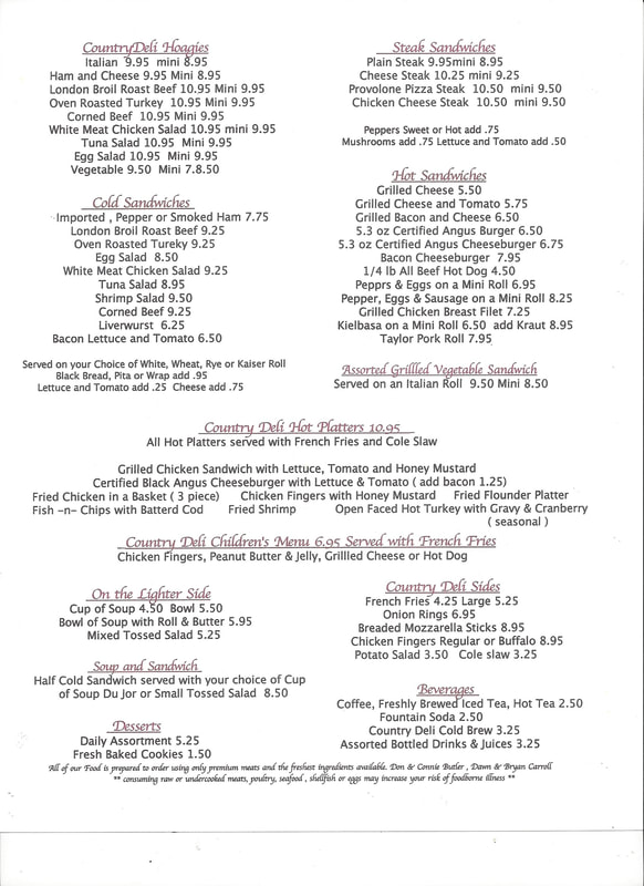 Menus - THE COUNTRY DELI